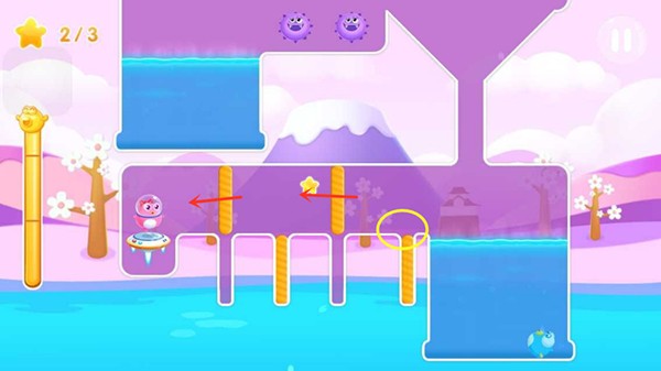 《小鱼飞飞》落樱山谷第86关三星金鱼通关攻略