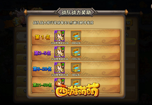 《西游萌萌》排行榜系统，每天一＂大＂波奖励